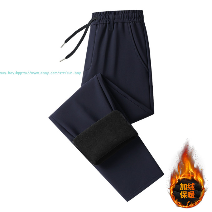 Winter Men Fleece Lined Joggers Pants Workout Warm Trousers Casual Straight Pant