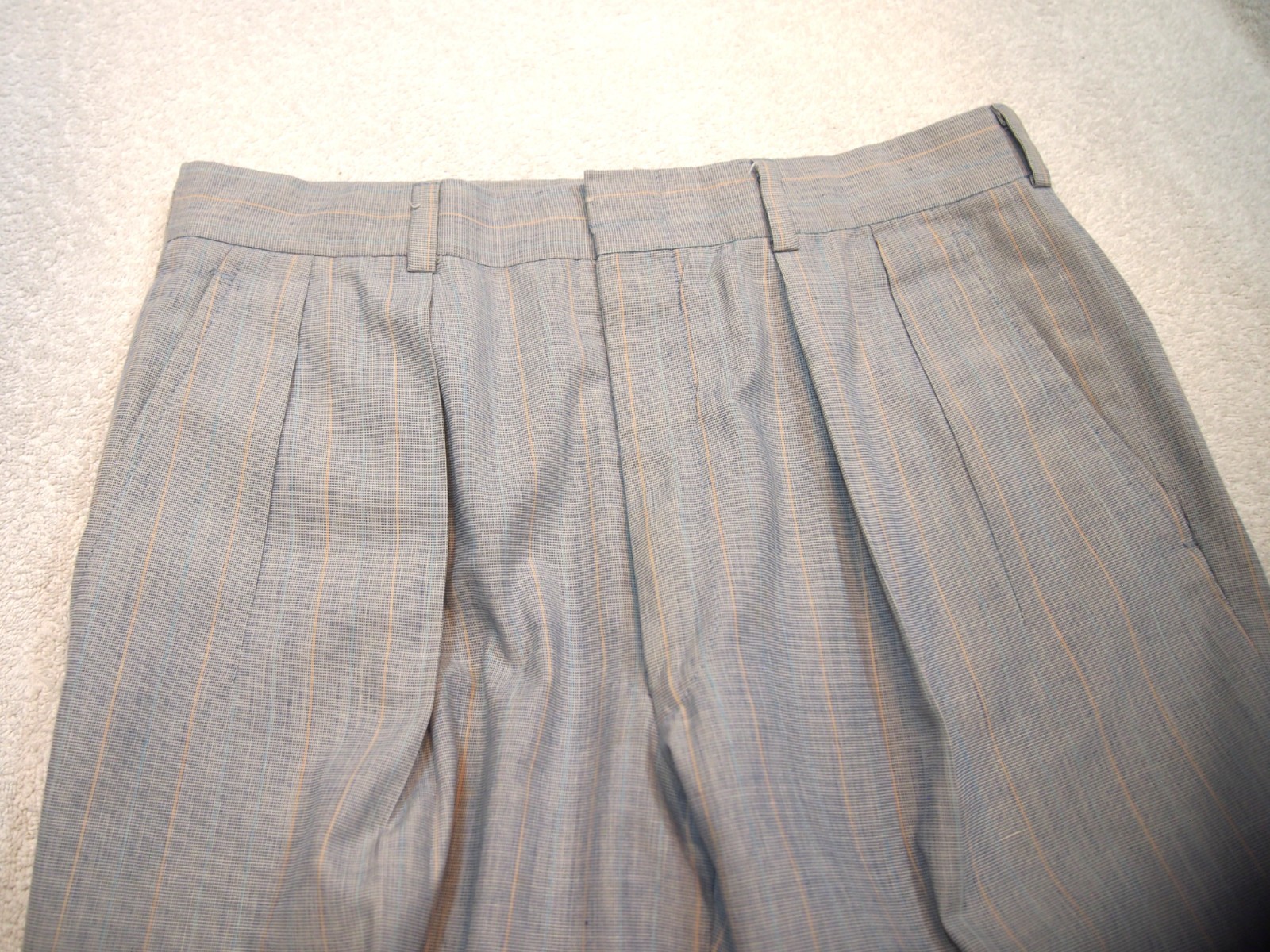 Vintage Haspel 2 Piece Cotton Blue Suit 38 short 30W x 28 Inseam Made in USA