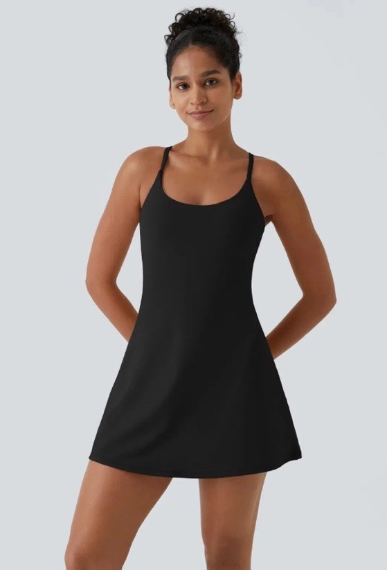 Halara SoftlyZero™ Plush Backless Active Dress Easy Peezy Edition 2X , NWT BLACK