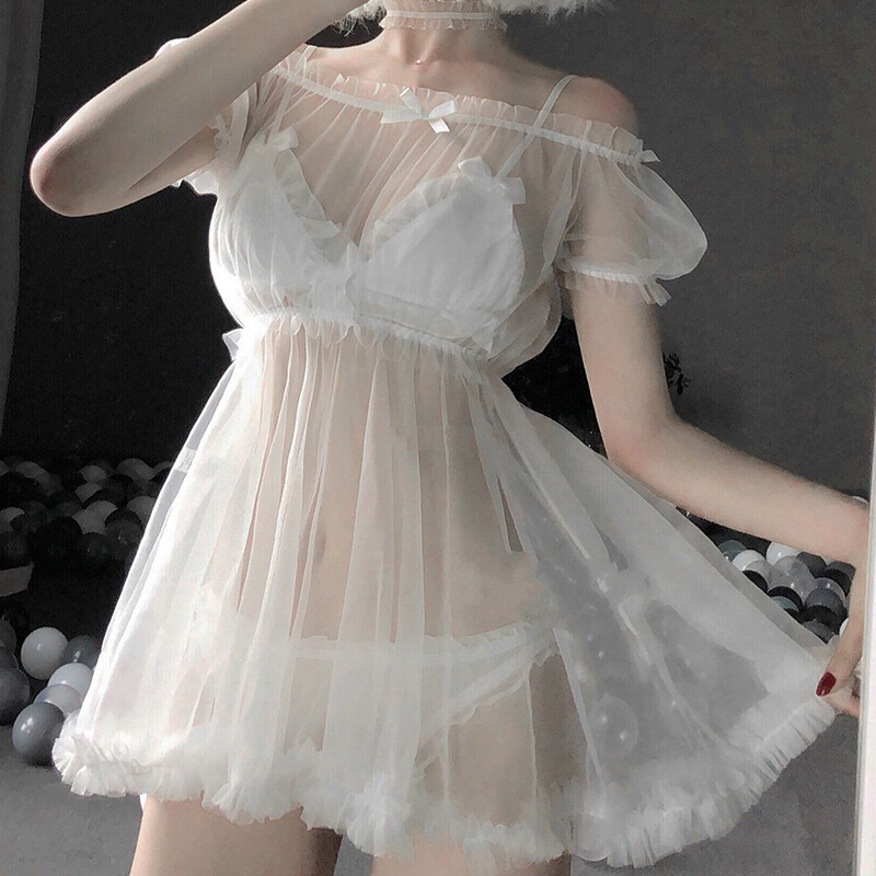 New Lingerie Sexy Women Underwear Babydoll Sleepwear Lace Bra Dress Set G-string