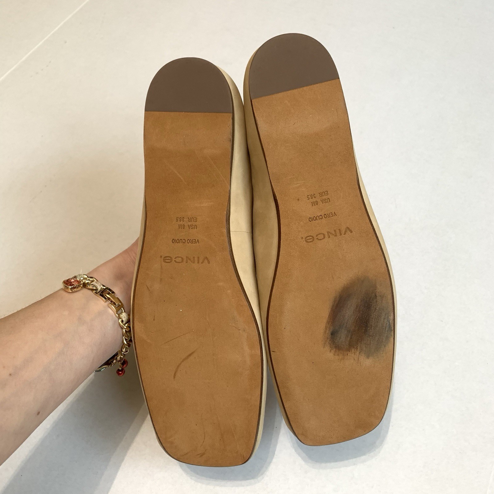 VINCE Leah Beige Suede Square Toe Flats Women’s Size 8