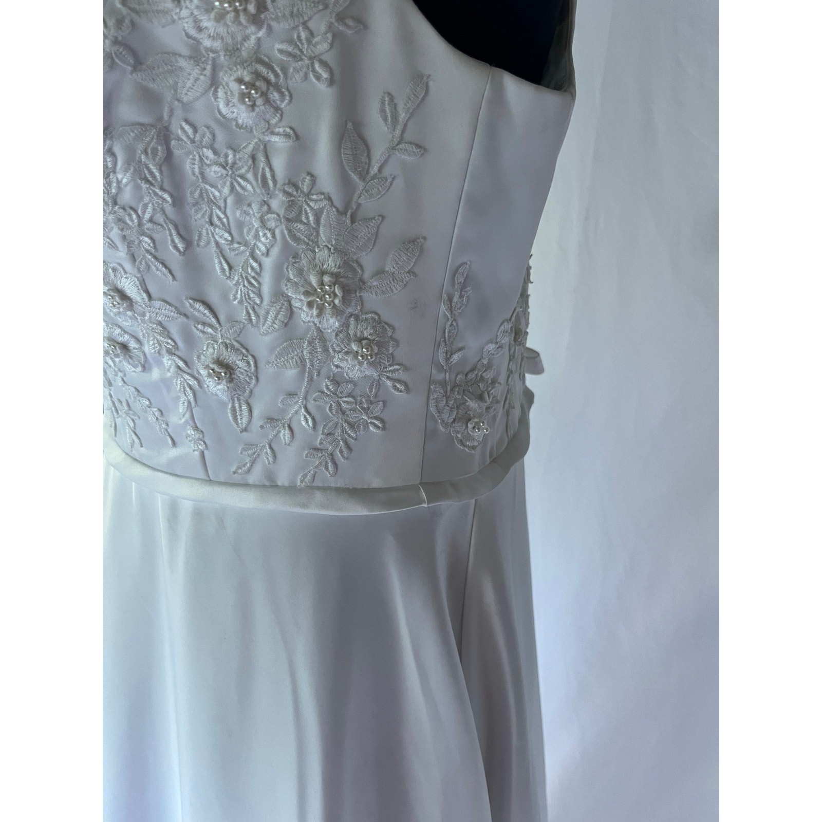 Vintage 90s Morilee Satin A-Line Wedding Dress vntg Size 12 w/ Detachable Train