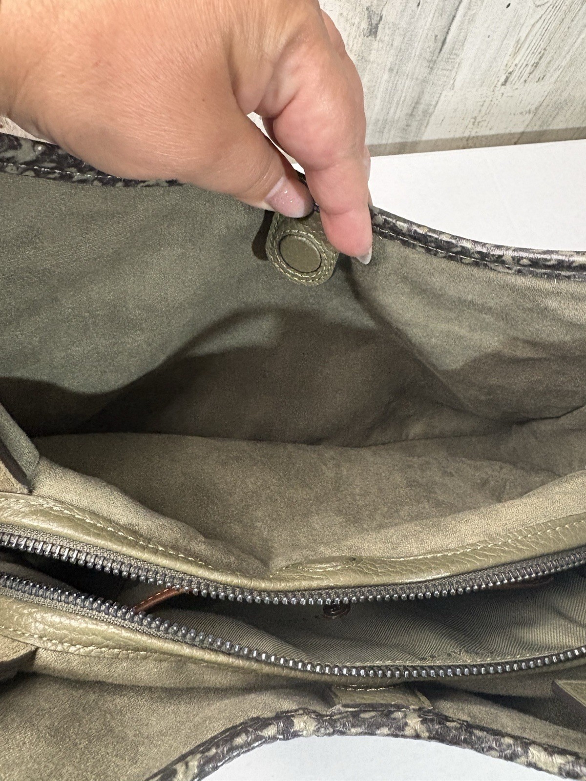 Coach Lori Shoulder Bag Army Green Pebbled Leather/Suede