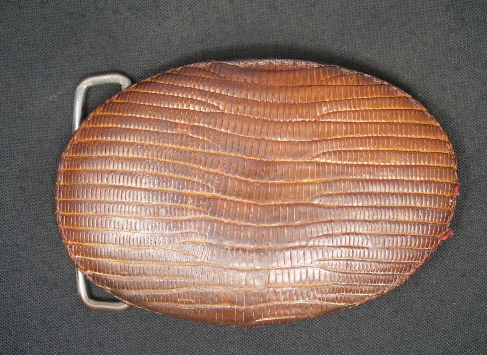 Vintage Lizard Skin Belt Buckle 3 3/4″ Wide