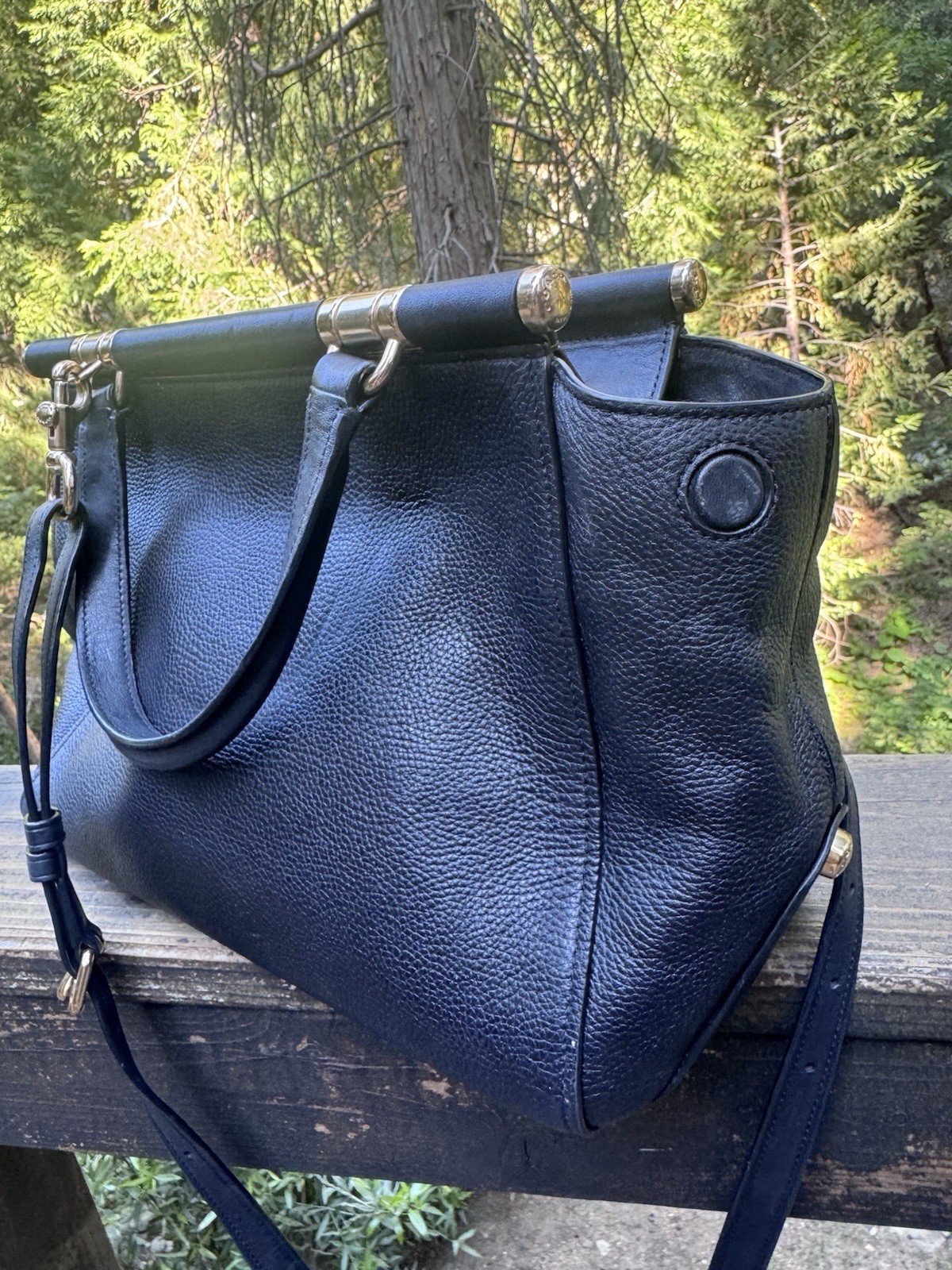 Coach Grace Black Leather Satchel Crossbody Handbag