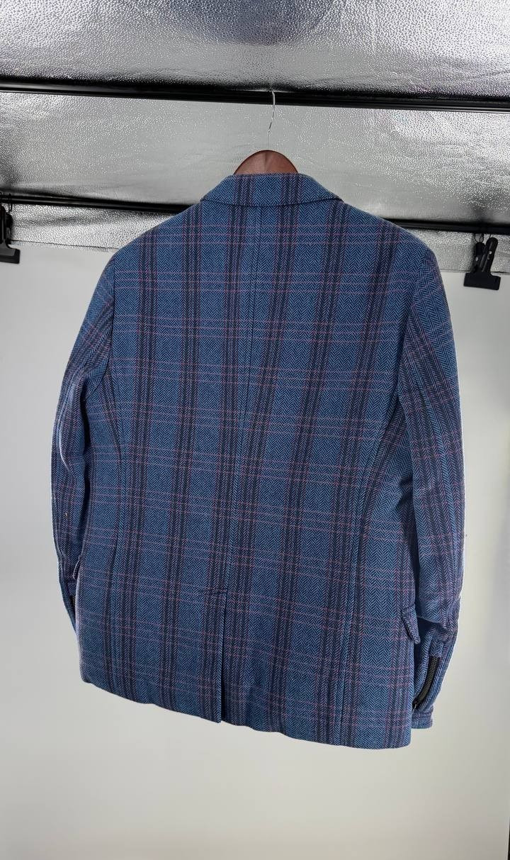 Scotch & Soda Men’s Herringbone Blazer Blue Plaid Multisize Wool Jacket NWT $375