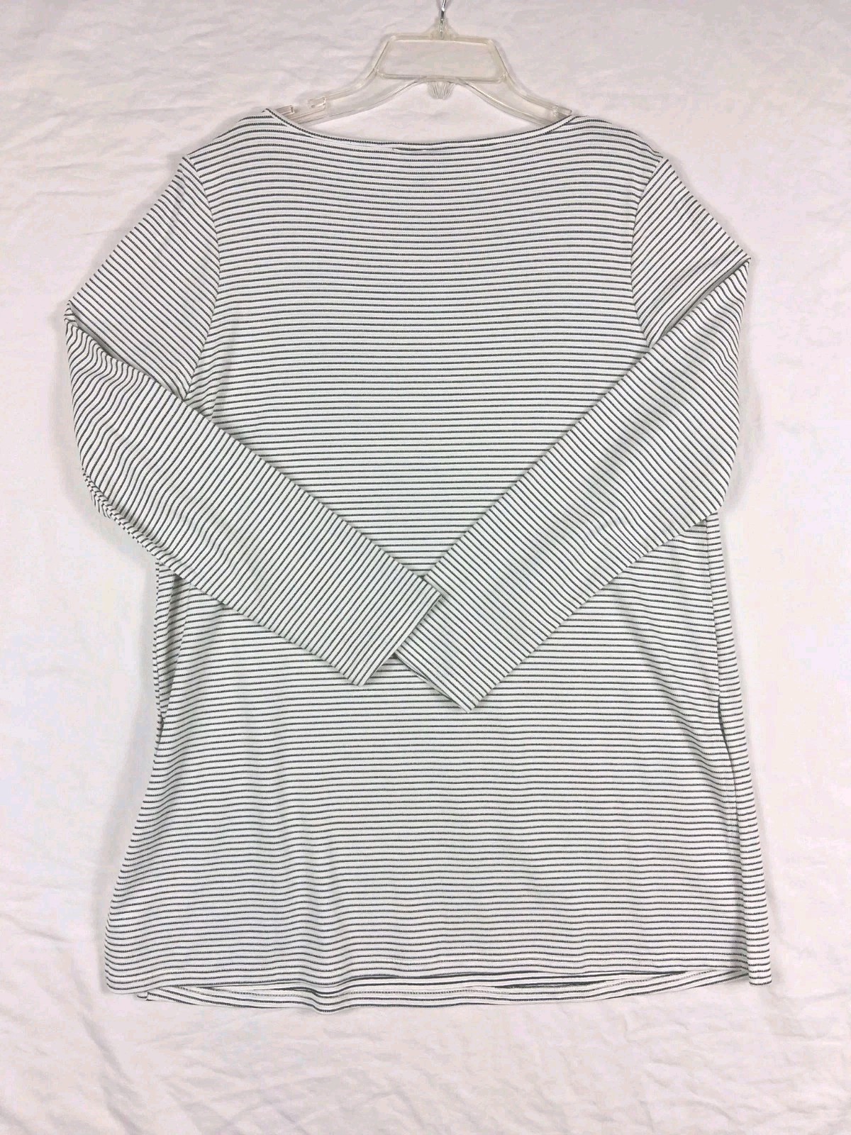 ​J Jill Wearever Womens Top NWT Medium MP Petite Black White Striped Boatneck