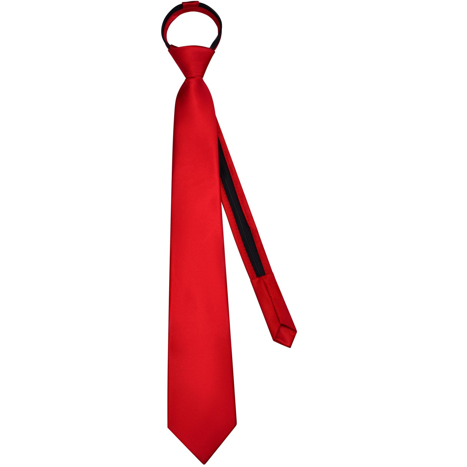 Branduce 3.15″（8cm） Mens Solid Satin Tie Pre-tied Adjustable Zipper Necktie for
