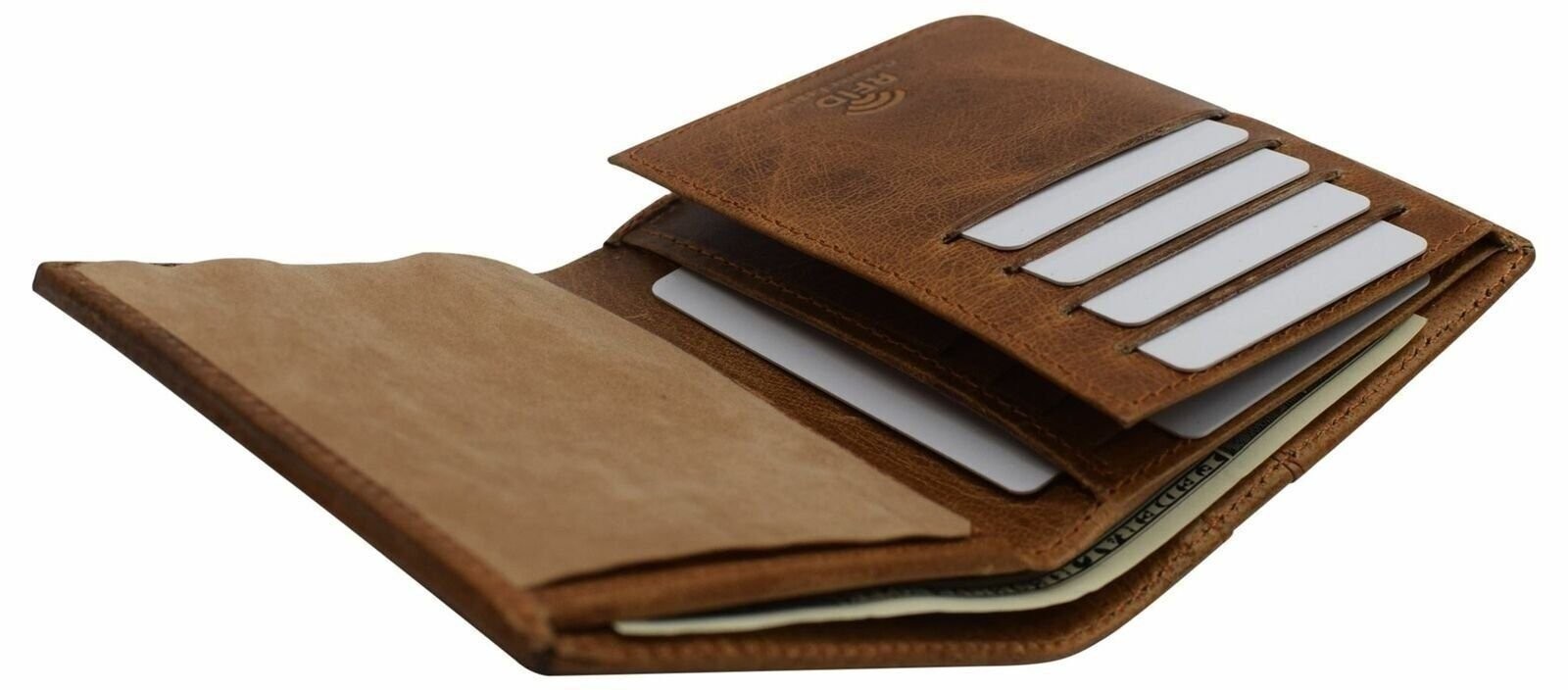 RFID Blocking Genuine Leather Badge Holder Bifold Wallet USA Series