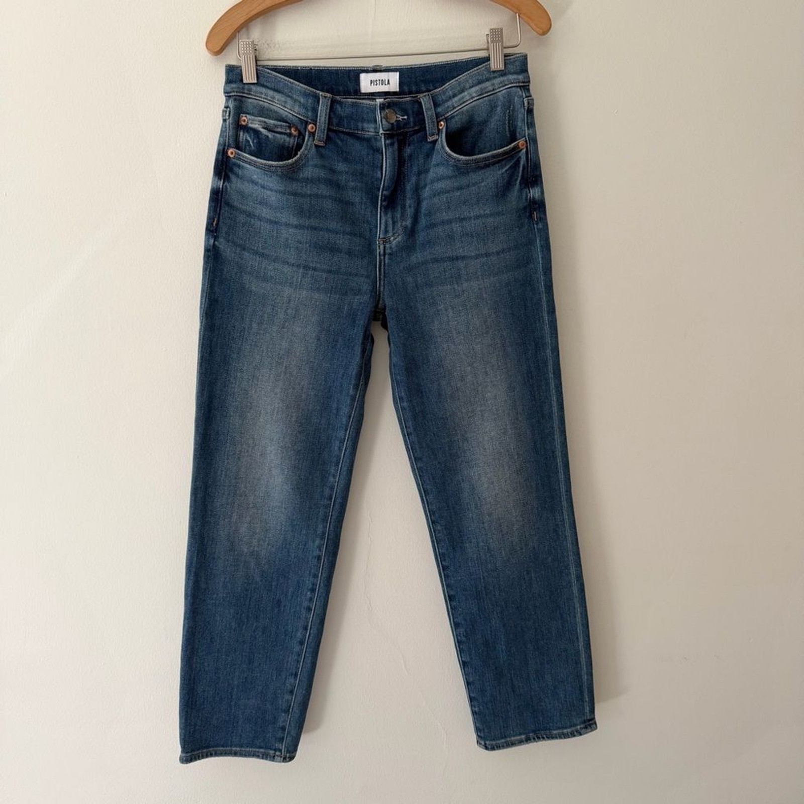 Pistola Jeans Monroe Crop High Rise Cigarette Jean Blue Denim Size 28