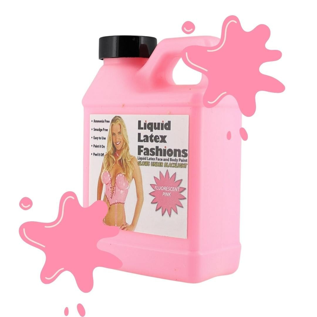 Latex Fluorescent Pink 8 Fl Oz, Face and Body Paint GLOWS UNDER BLACKLIGHT!