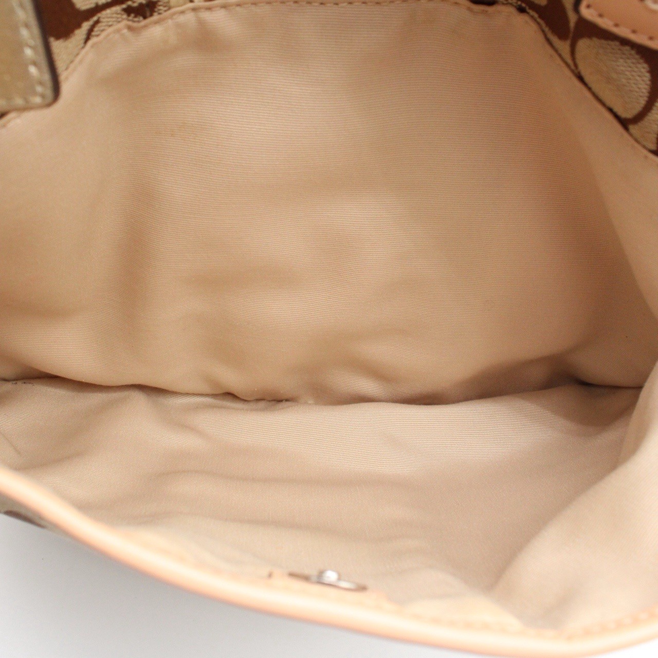 COACH Signature Canvas Leather Tote Bag Beige Brown Snakeskin Embossed Silver