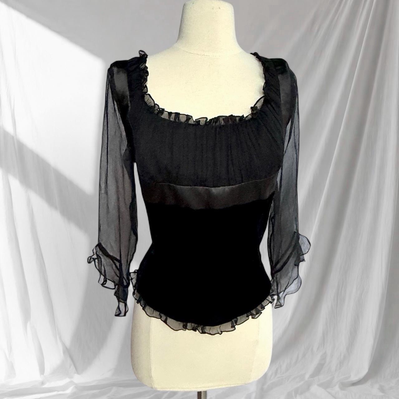 Vintage ECI New York Velvet And Silk Milkmaid Top, Fairygoth Y2K