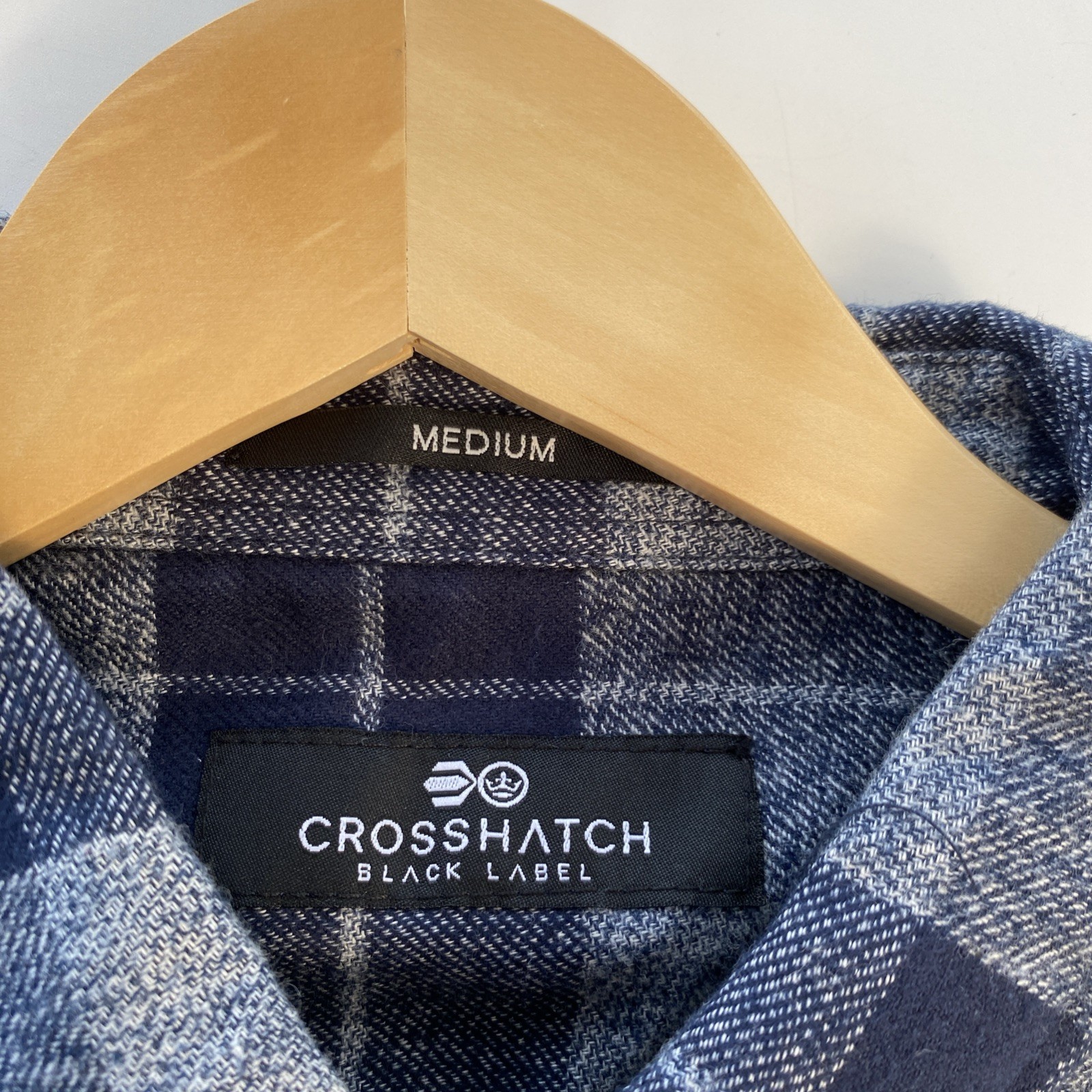 Crosshatch Black Label Shirt Men’s Medium Blue Check Cotton Flannel Shirt