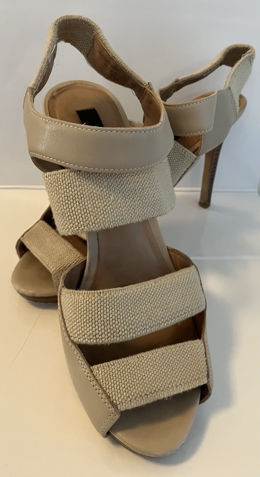 ANN TAYLOR shoes 7 stiletto Elastic Fabric & Leather