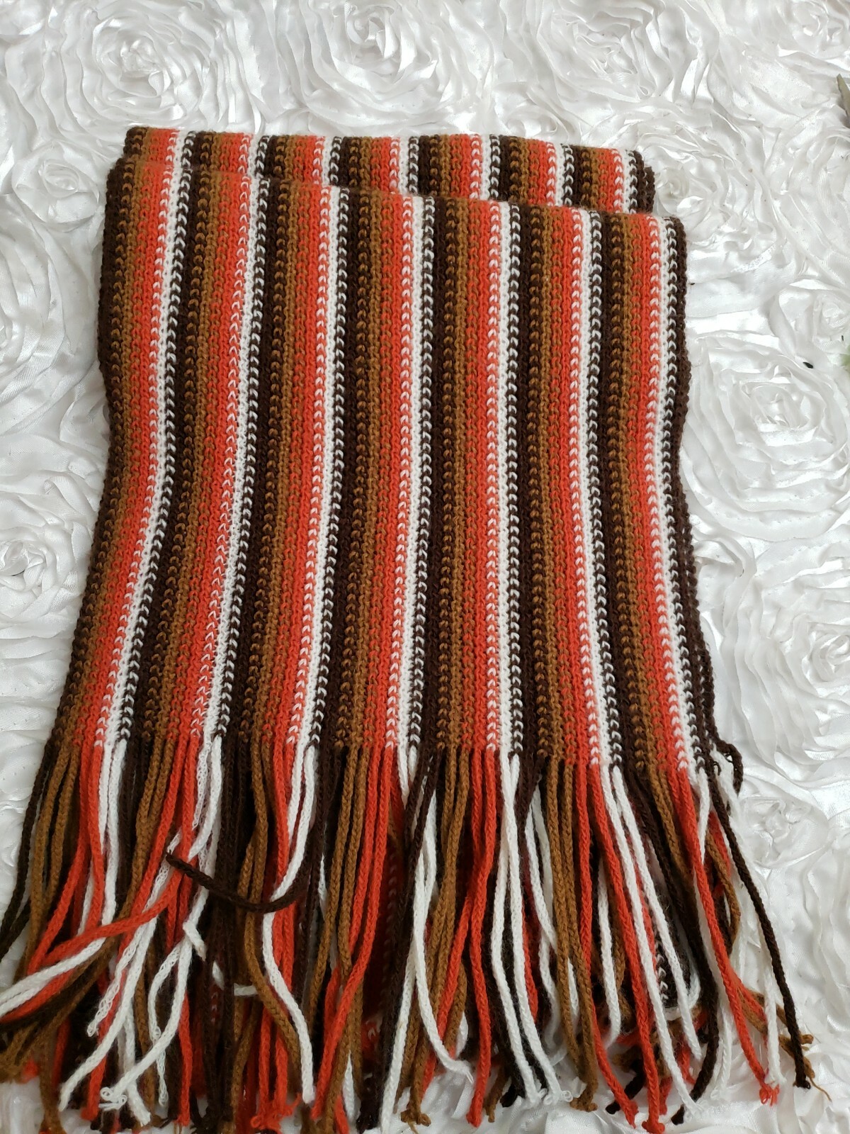 LAMBSWOOL Made In Italy Multicolor Striped Fringed Scarf 11″X76″ (B5)