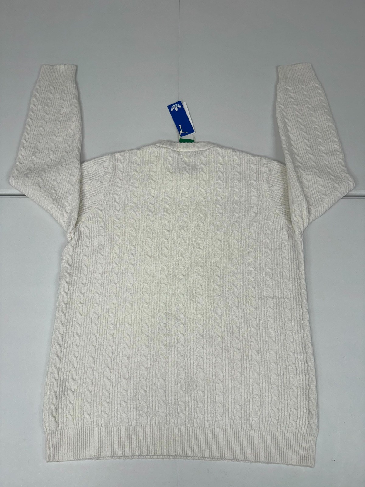 Adidas Originals Cableknit Golf Sweater Men’s Large Chalk White Crewneck JN9740