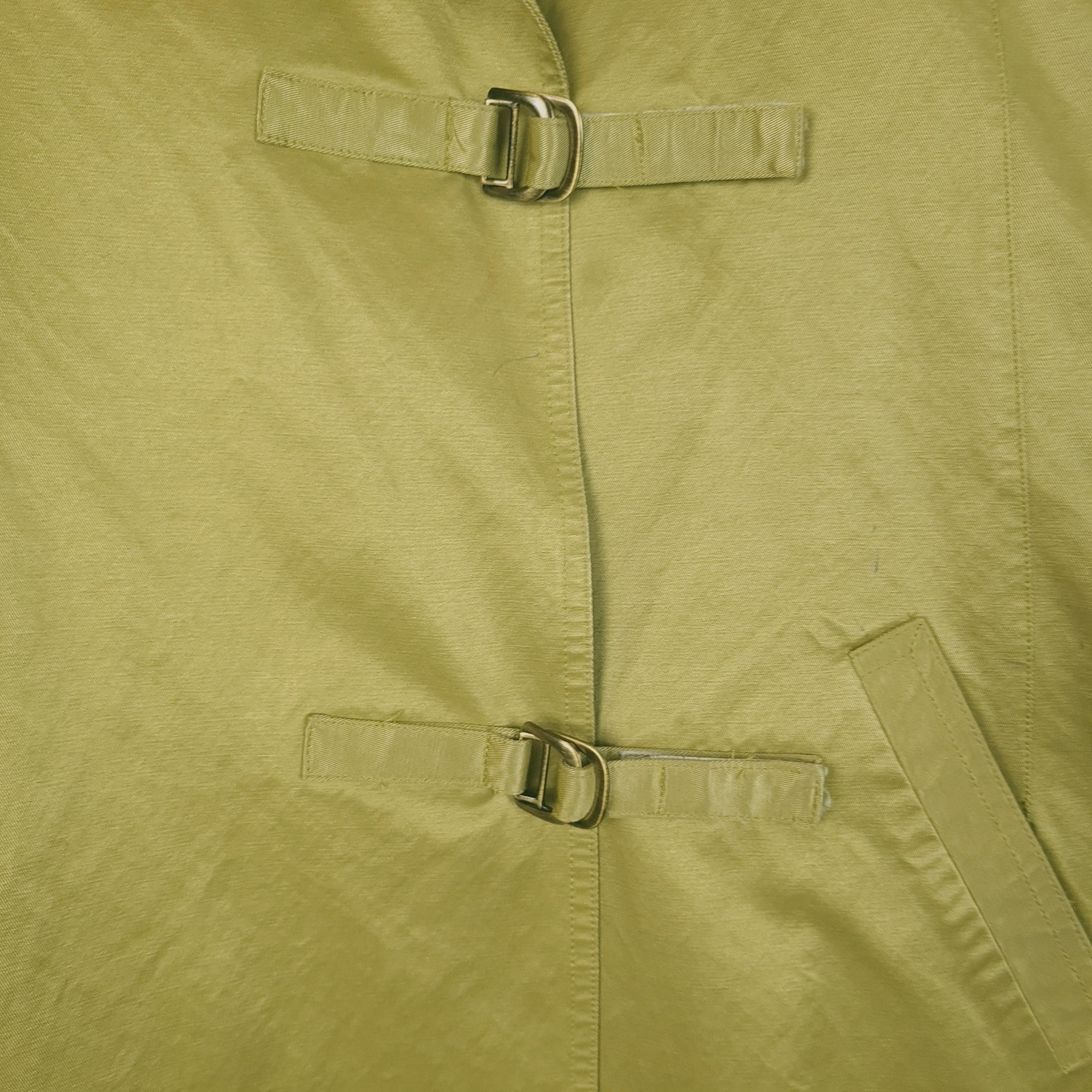 Mycra Pac Coat Womens P 6-8 Green Twill Buckle Trench Lightweight Belted