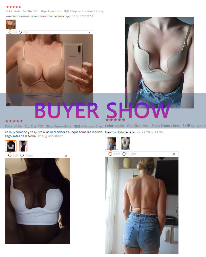 Women Low Back Bra Deep U Plunge Backless Bra Multiway Convertible Low Cut Open