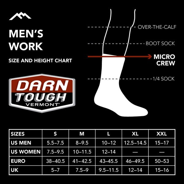 DARN TOUGH MEN’S 2007 Graphite MERINO WOOL SOCK’S Full Cushion Toe M L XL XXL