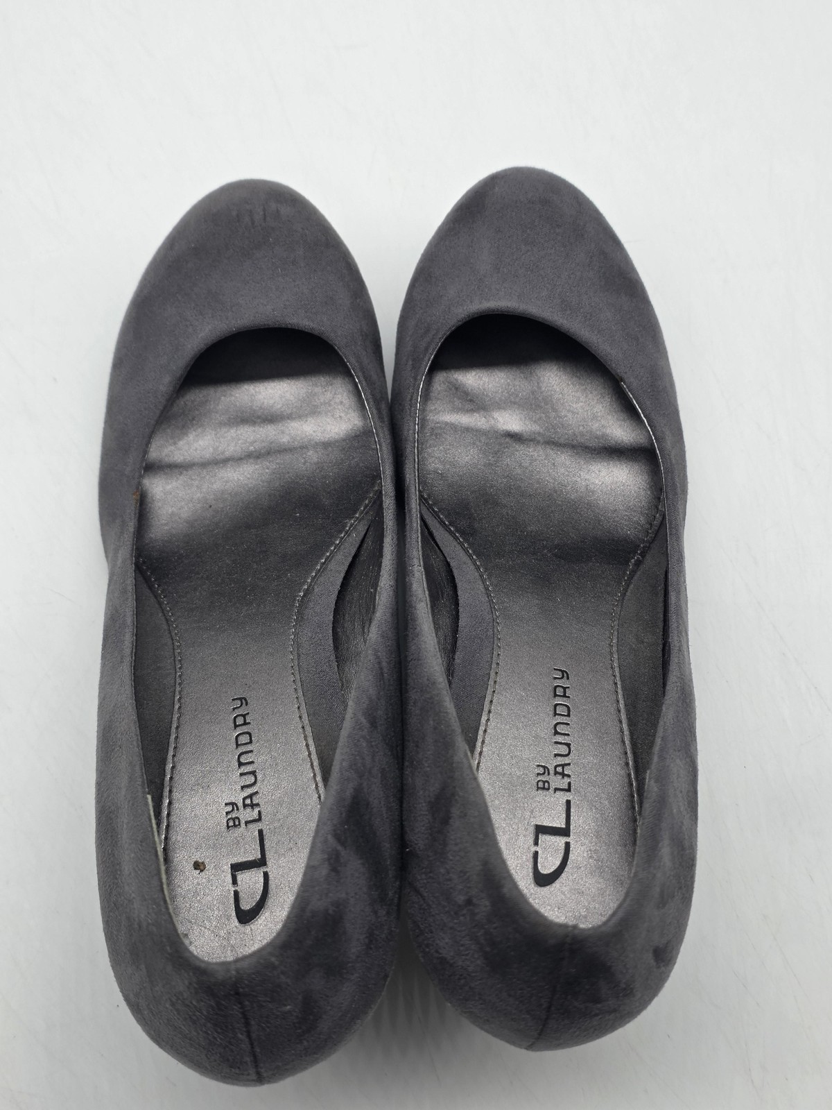 CL By Laundry Shoes Womens Size 9 Gray Nima Suede Wedge Round Toe Pump Heels