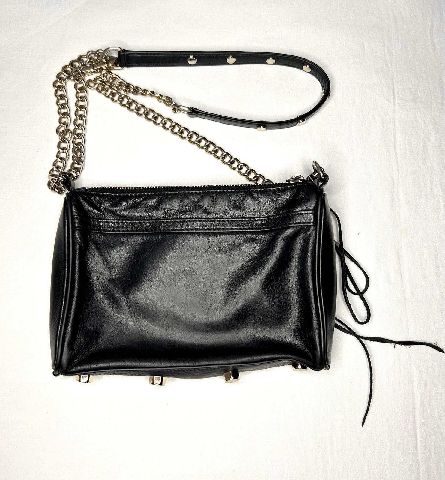 Rebecca Minkoff Purse Mini MAC Crossbody Clutch Bag Black Leather Chain Strap