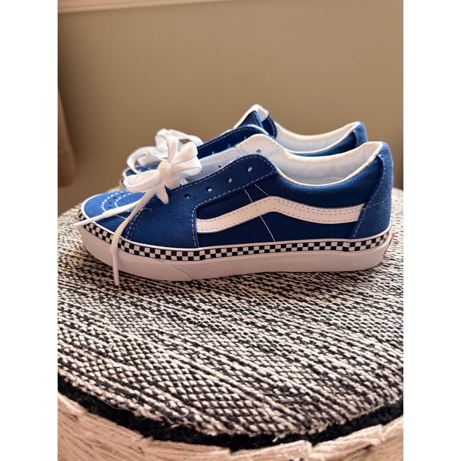 Vans Sk8-Low Reissue Blue White Checkered Sneakers Kids Size 3.0 500714