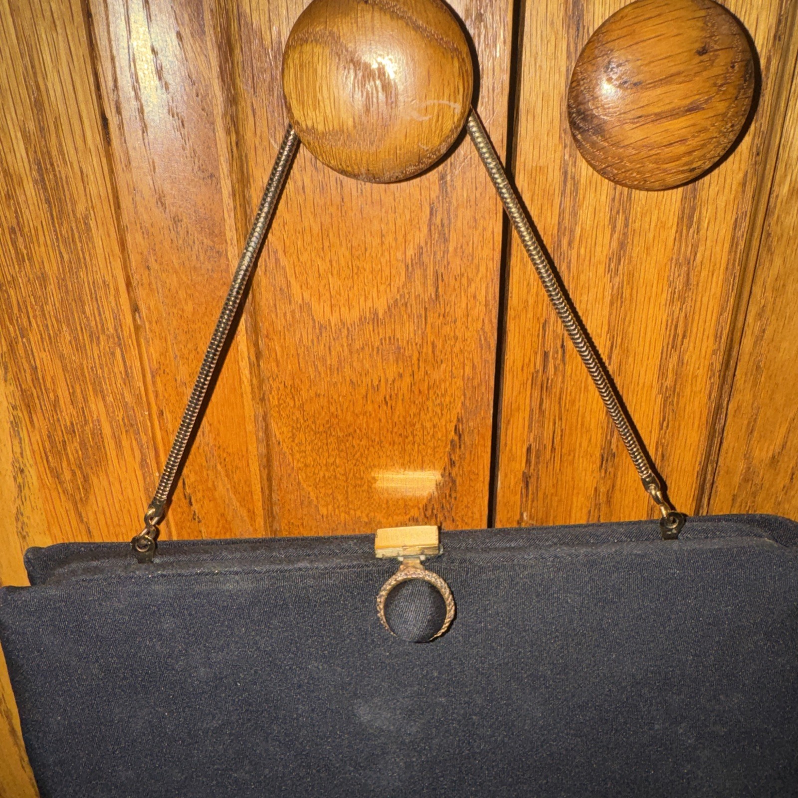 Clutch Handbag/change purse Black with Chain Handle USA Harry Levine Vtg