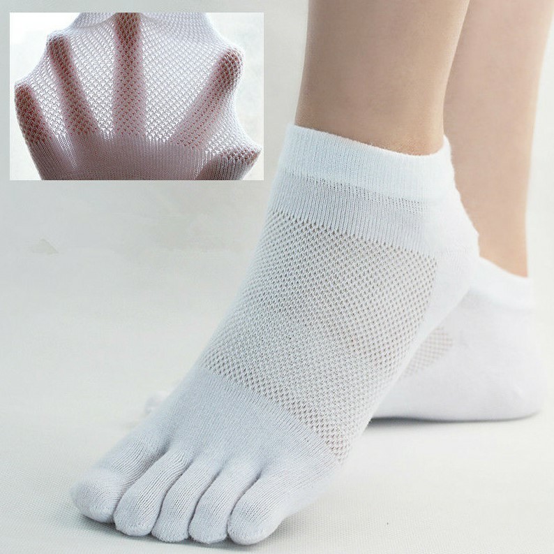 6Pair Men Low Cut Five Finger Toe Casual Breathe Sport Combed Cotton Ankle Socks
