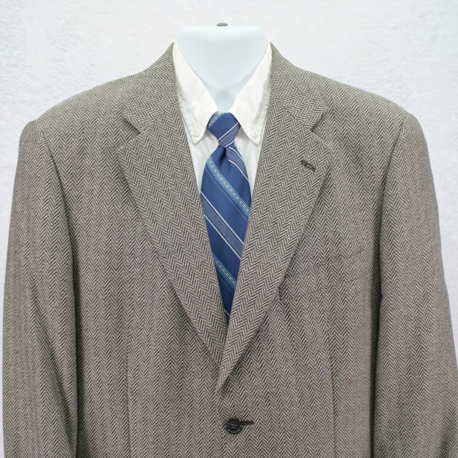 Paul Fredrick Textured Tweed Wool Silk Nylon Sport Coat Brown Herringbone 42R