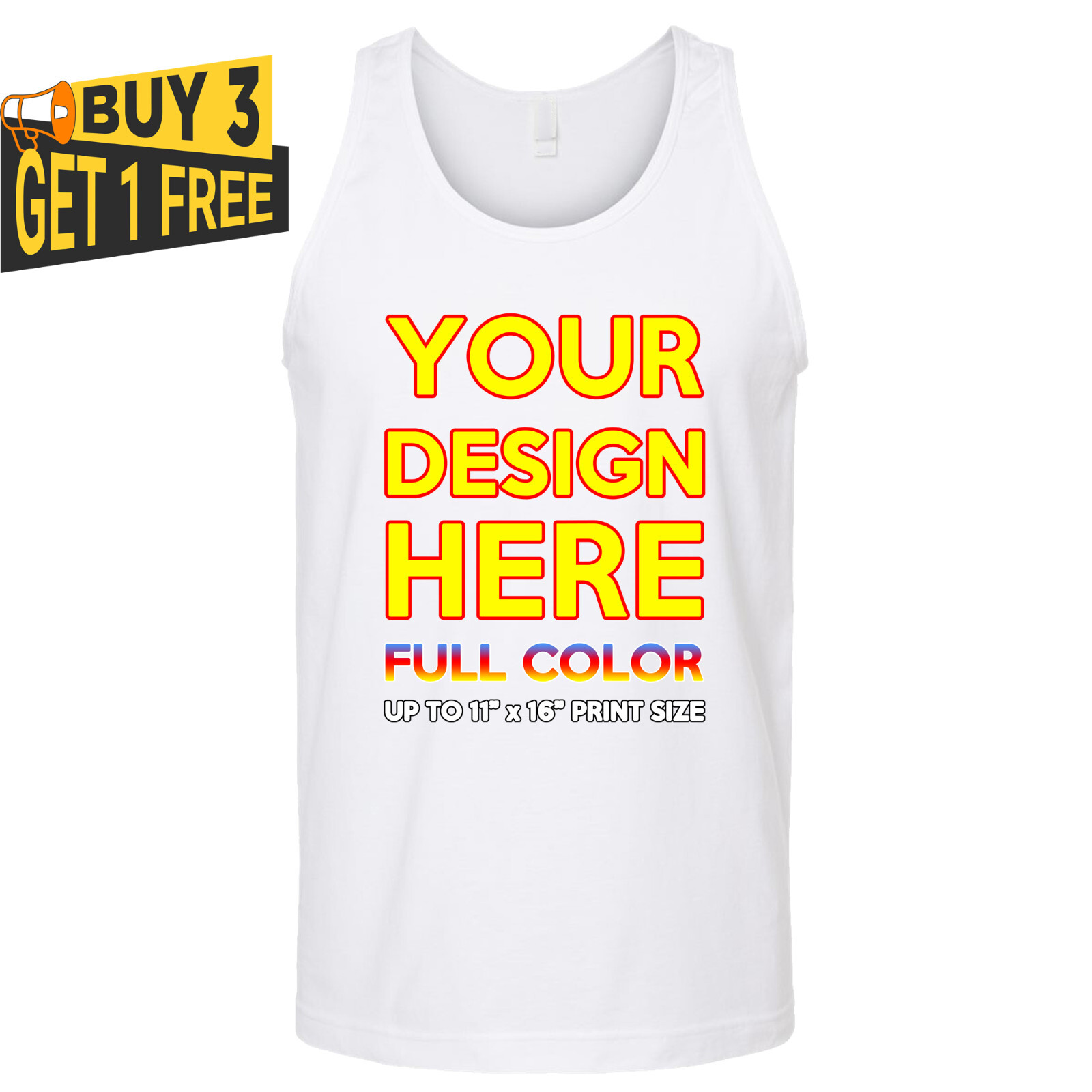 Full Color Custom Print Text or Photo On Tank Top Your Logo Design Print Tee