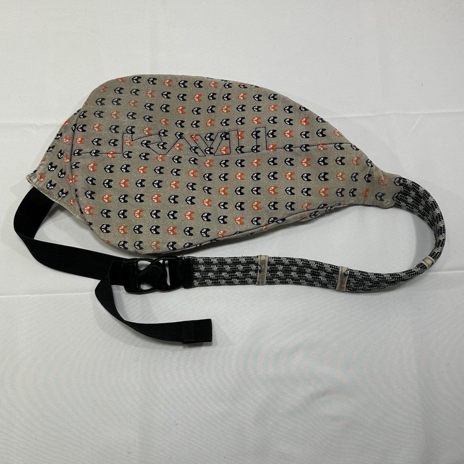 KAVU Rope Sling Bag Fox Trot Pattern Tan Black Orange Teal Shoulder Bag