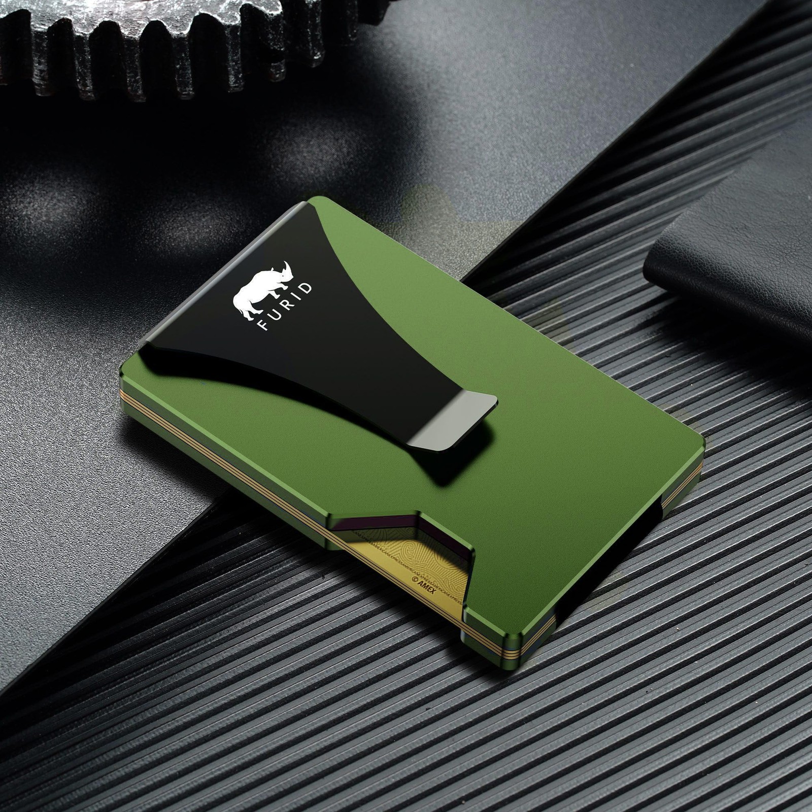 Minimalist Card Wallet for Men Slim: Rfid Metal Standard, Aluminum Olive