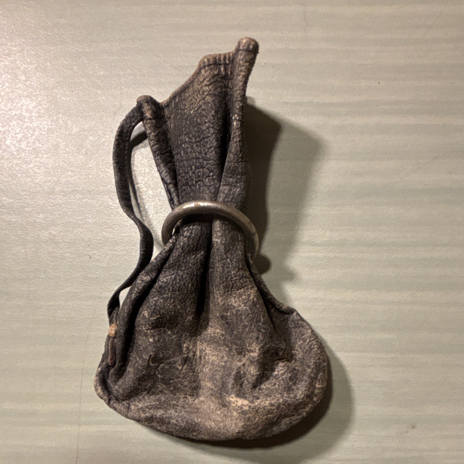 Vintage Leather Coin Purse Pouch with Metal Ring, Everyday Use