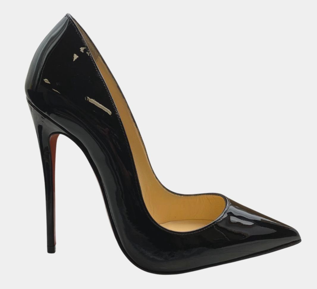 Christian Louboutin Women’s Black 120MM Kate Patent Pumps Heels Shoes Size 35
