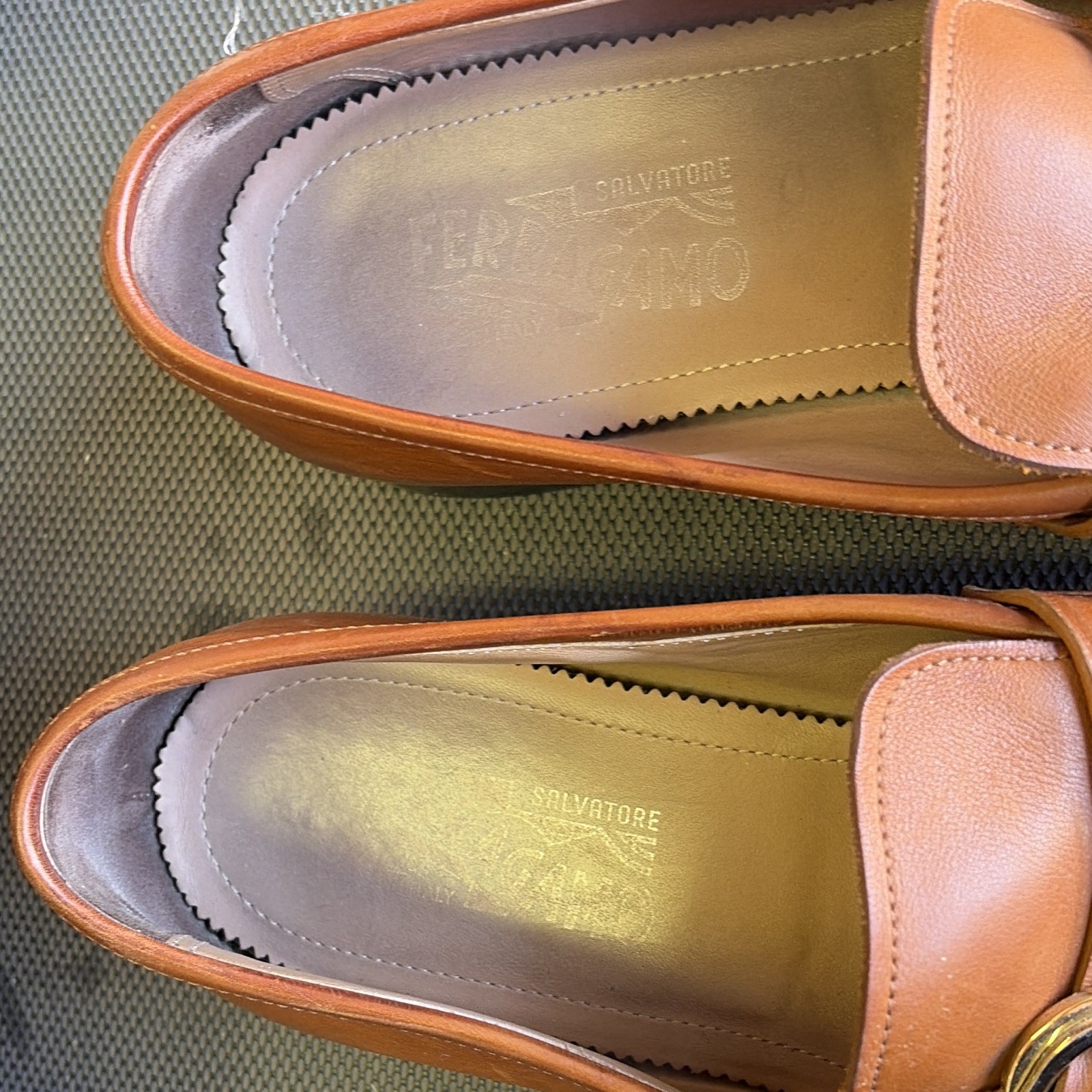 Salvatore Ferragamo Men’s Brown Leather Monk Strap Dress Shoes Buckle US 11