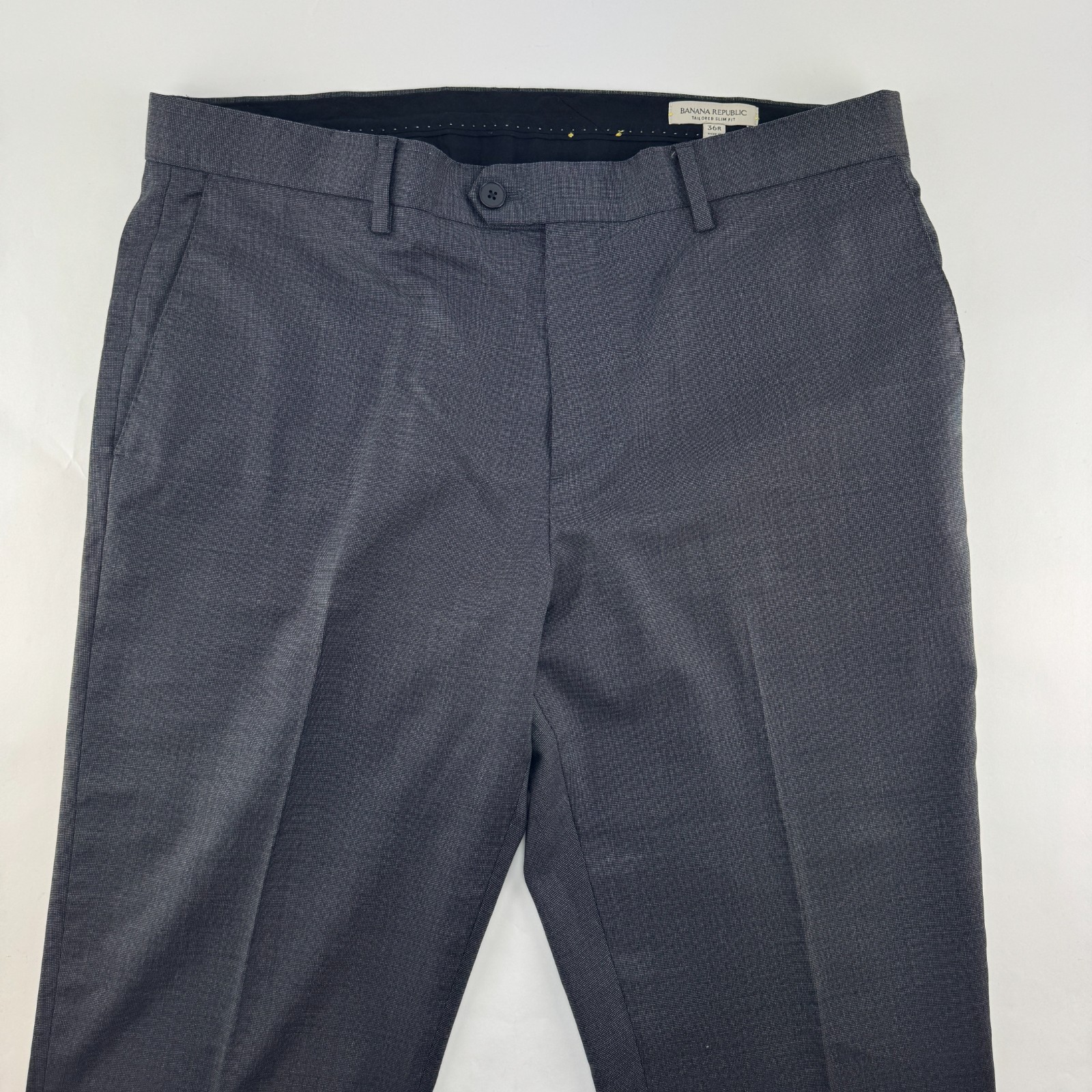 Banana Republic Reda Flexo Suit 44R Tailored Slim Fit Gray Nailhead 38×32 Pants