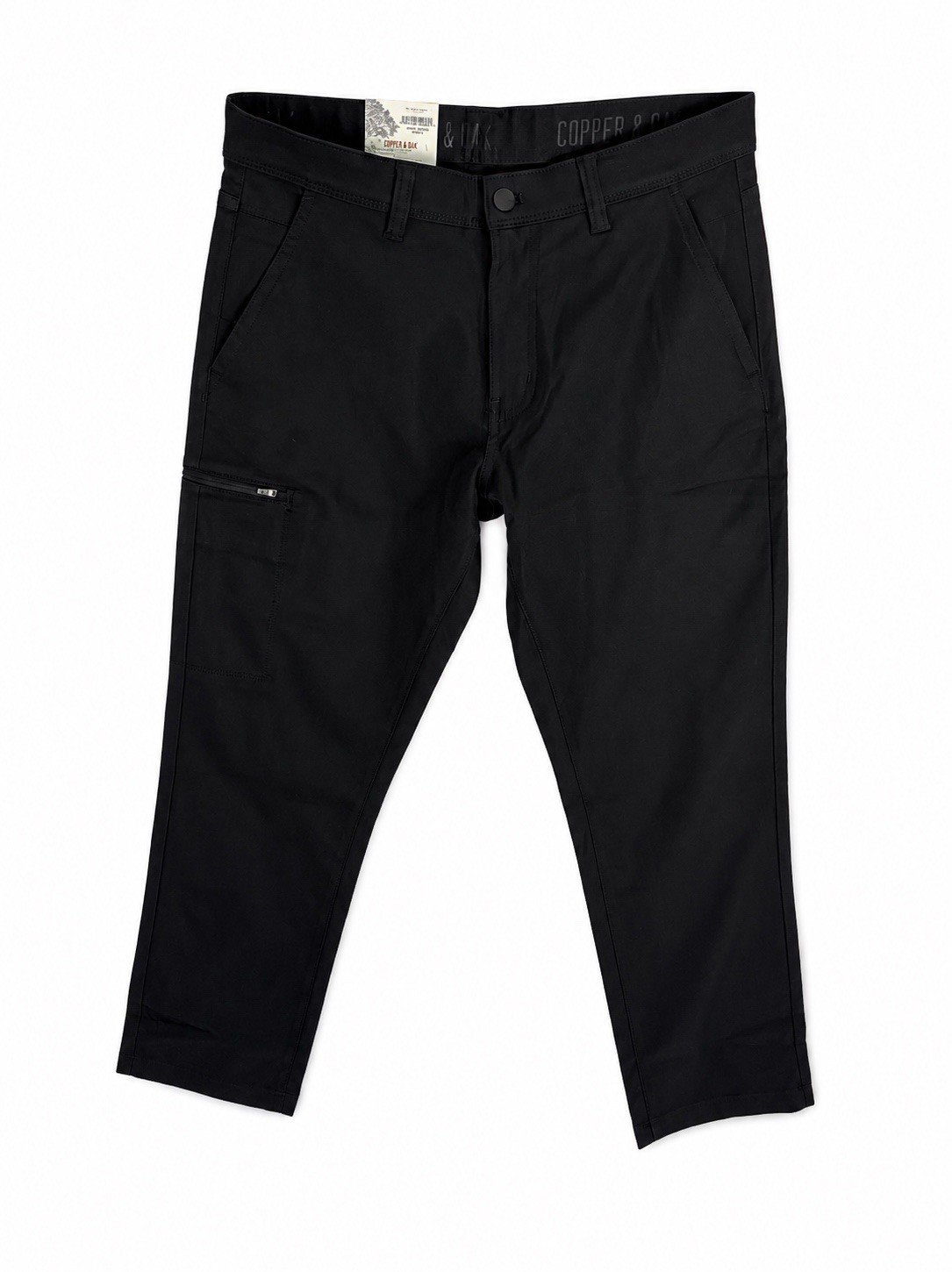 Copper & Oak Men’s Black Casual Pants Slim Tapered 32W Polyester Pockets