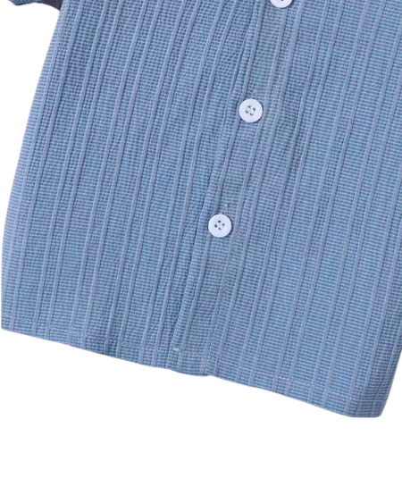 Baby Boy Jacquard Outfit – Short Sleeve Woven Shirt Top + Matching Shorts