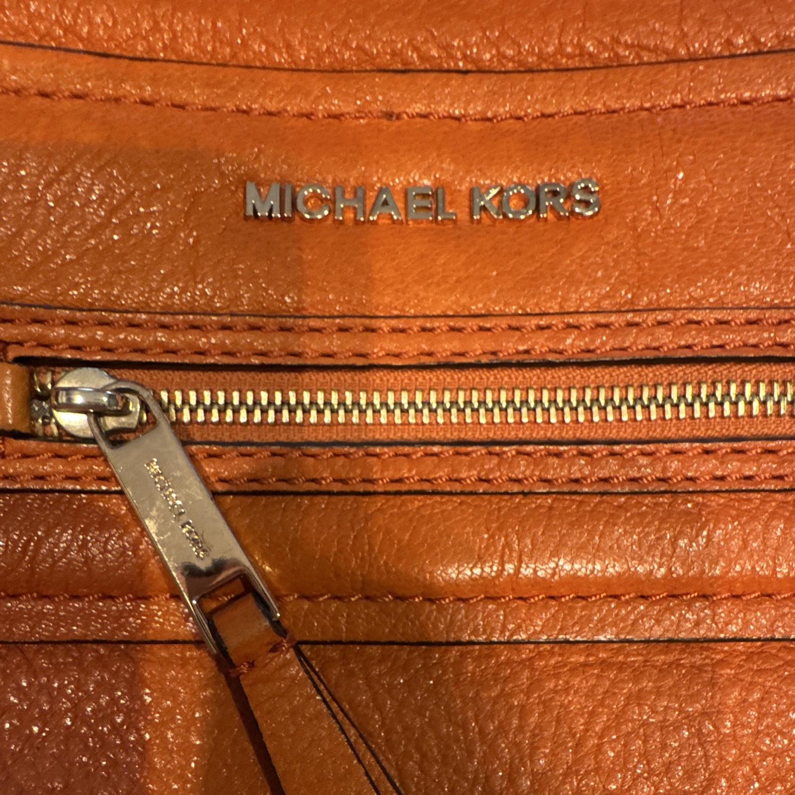 Michael Kors Gilmore Small Pebbled Leather Crossbody Bag Mandarin Orange Purse