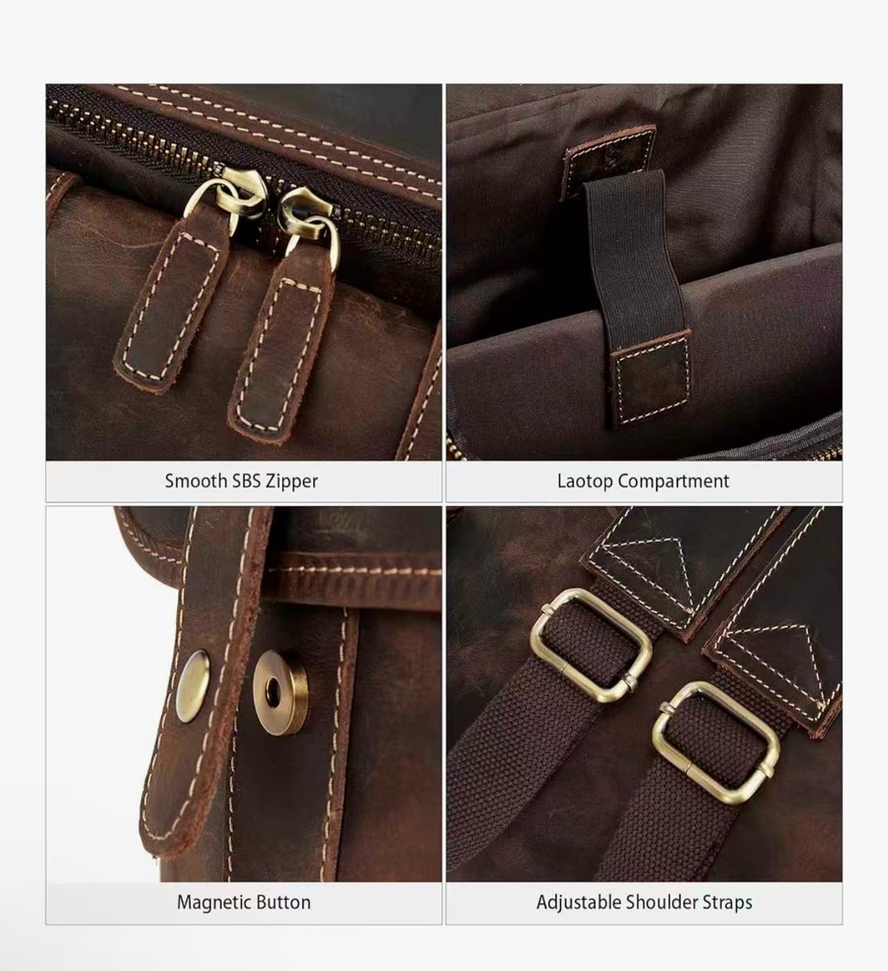 BOSTANTEN Leather Backpack for Men 15.6 inch Laptop Backpack Vintage Travel Offi