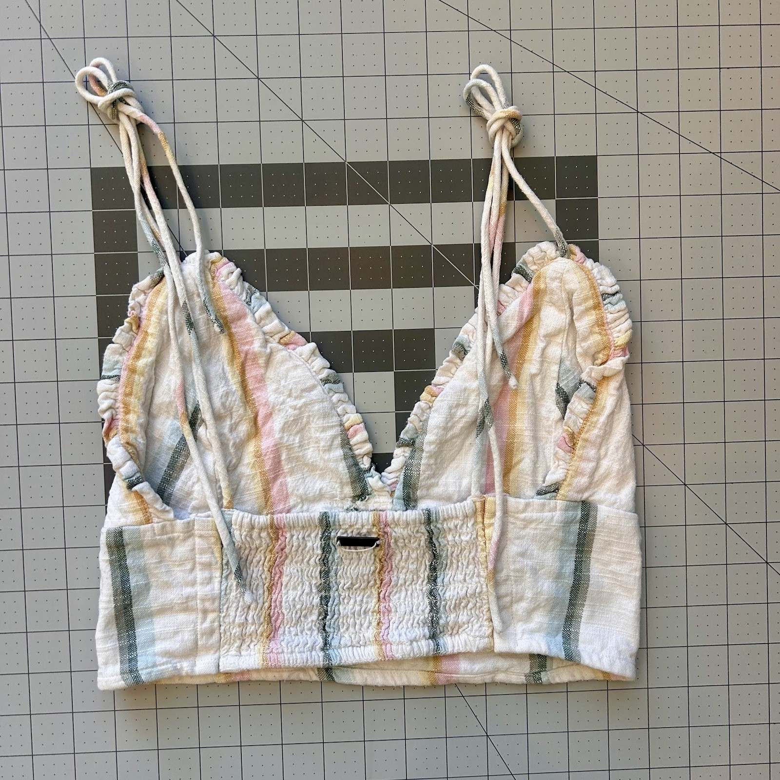 Billabong The Salty Blonde Striped Ruched Wireless Bralette Bra L/G/G