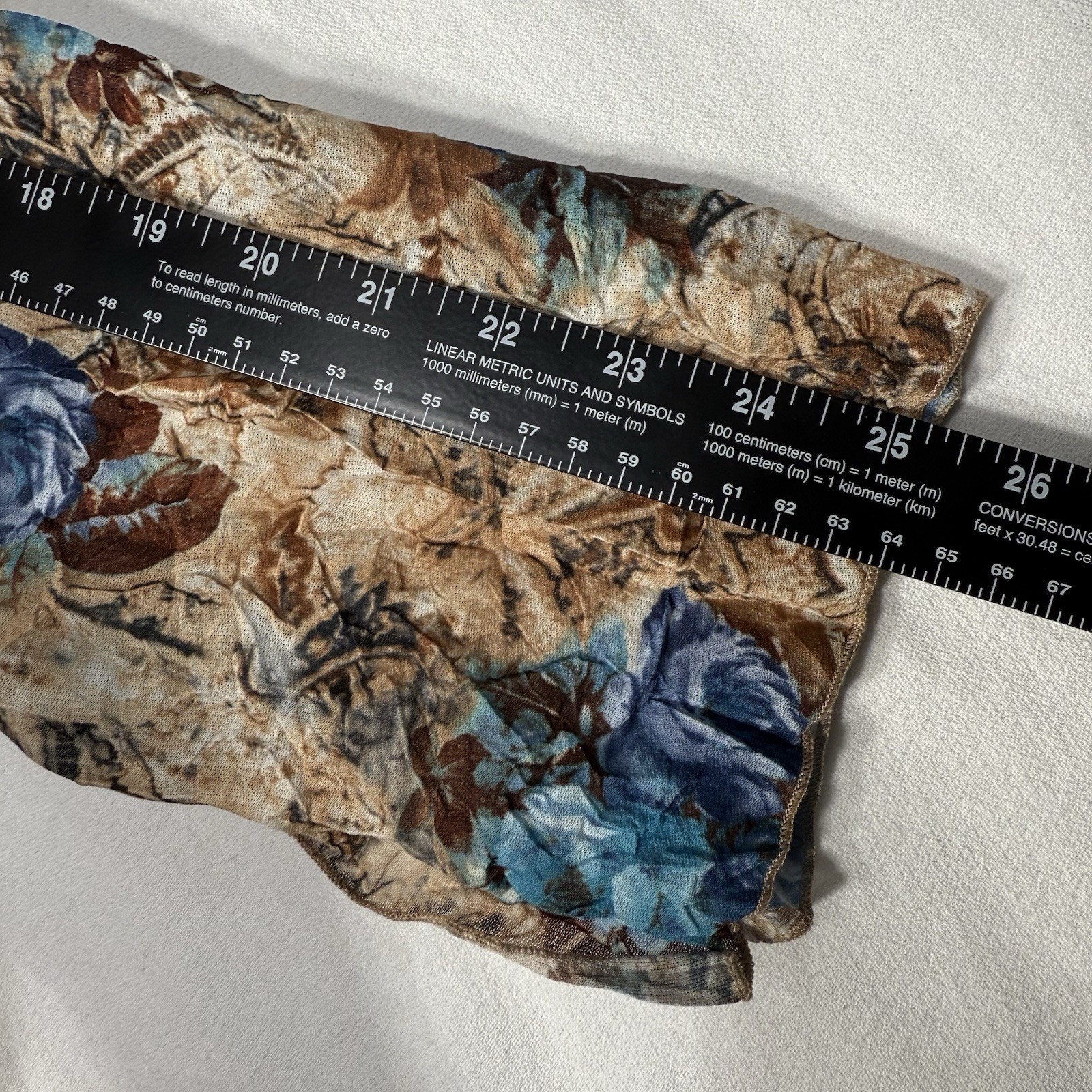 Vintage 90s Y2K Floral Long Sleeve Mesh Top Blue Boho Festival Indie Fairy Grung