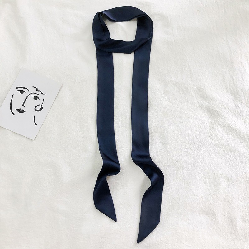 5x200cm Satin Silk Narrow Scarf Neckerchief Solid Neck Scarves Long Silk Thin