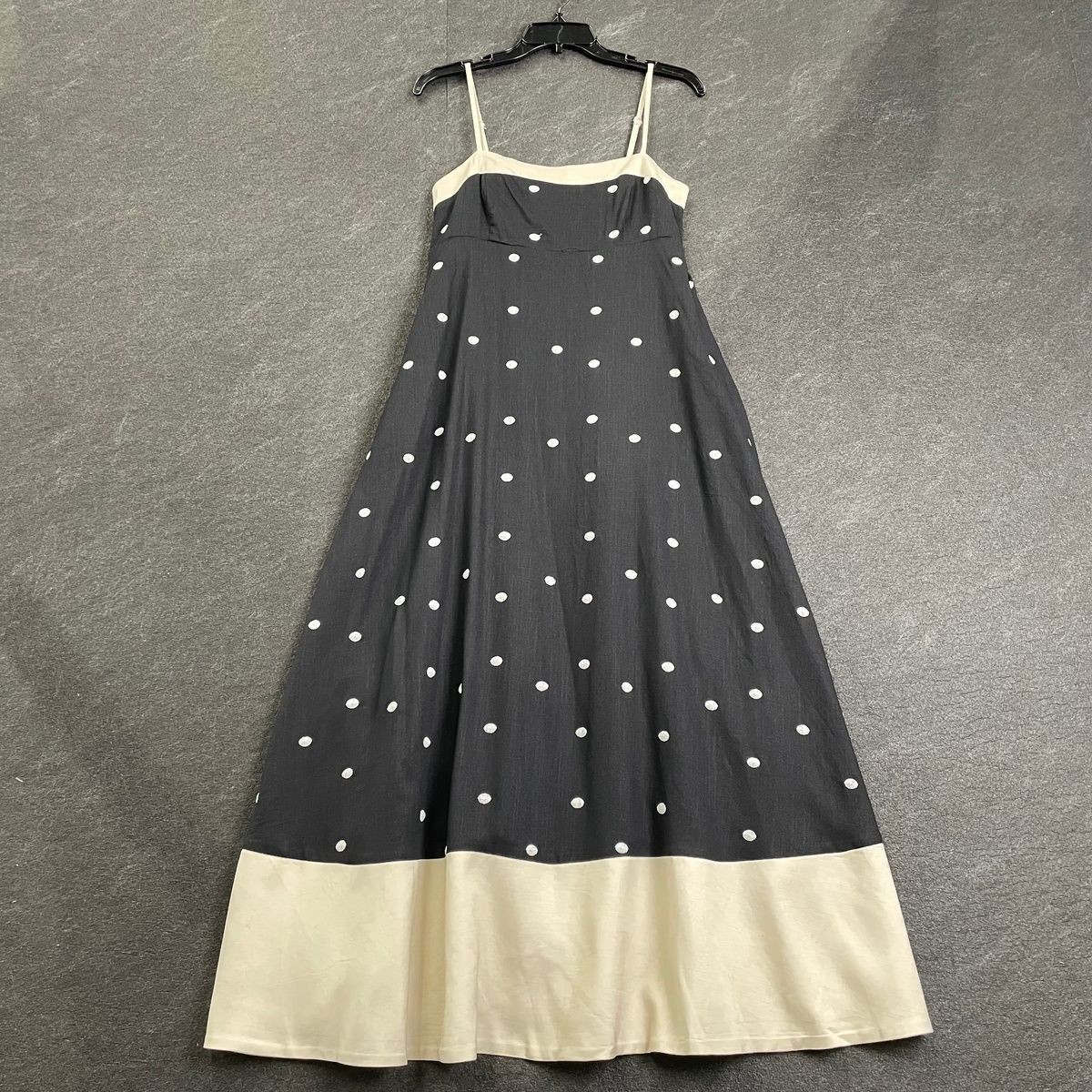 MAUDE CLUB Jacky Linen Maxi Dress Women’s Size S P Black Dot