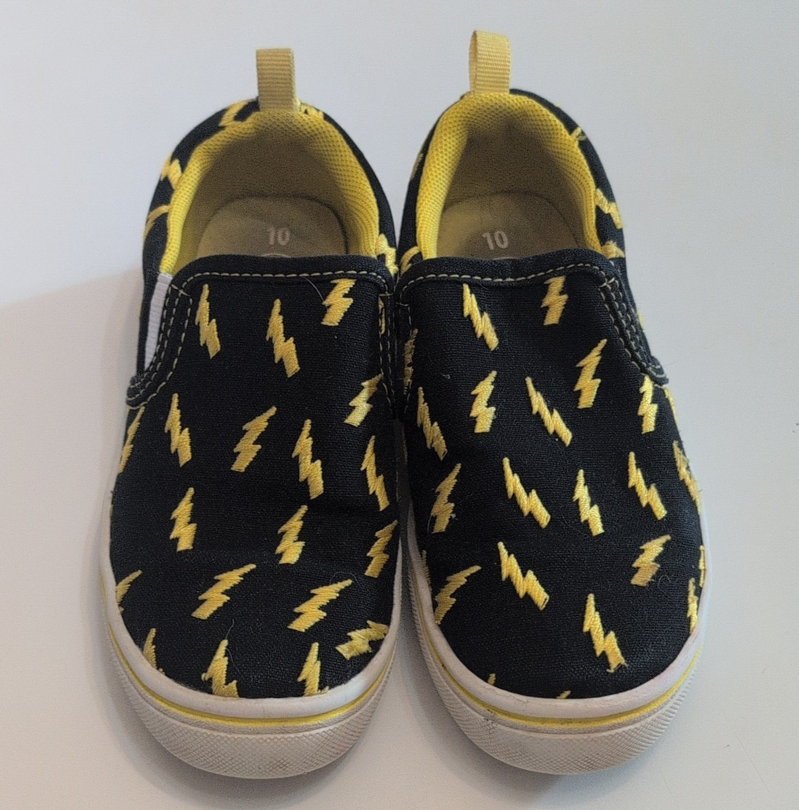 Wonder Nation Unisex Kids US 10 Black/Yellow Lightning Slip-On, Memory Foam