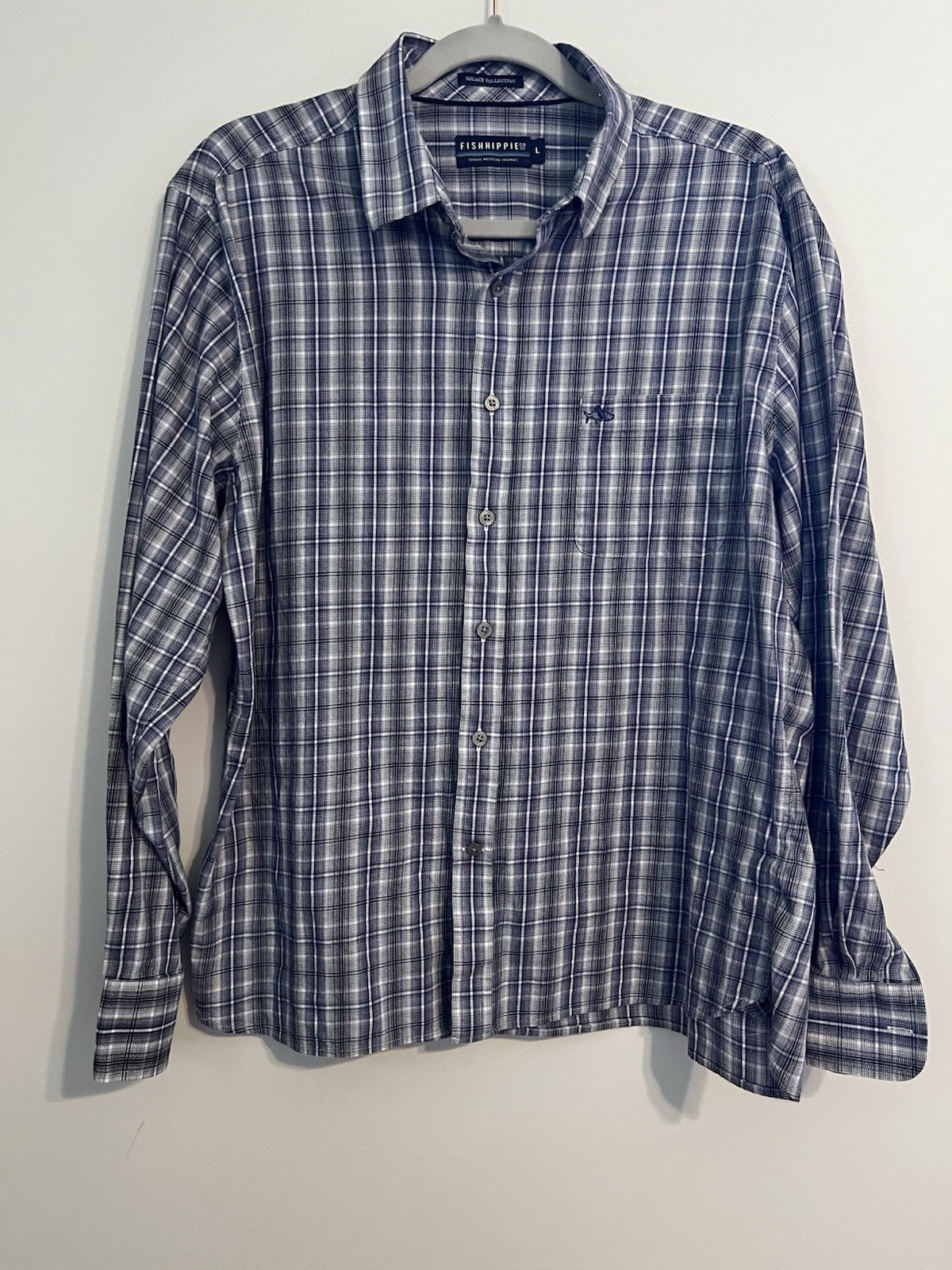 Fish Hippie Solace Collection Blue Plaid Button Down Shirt Size L