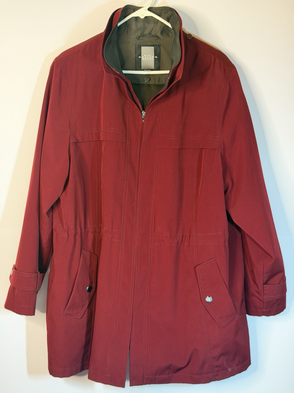 Miss Gallery Woman 1X Deep Red Anorak Rain Jacket Removable Hood Preowned Ex