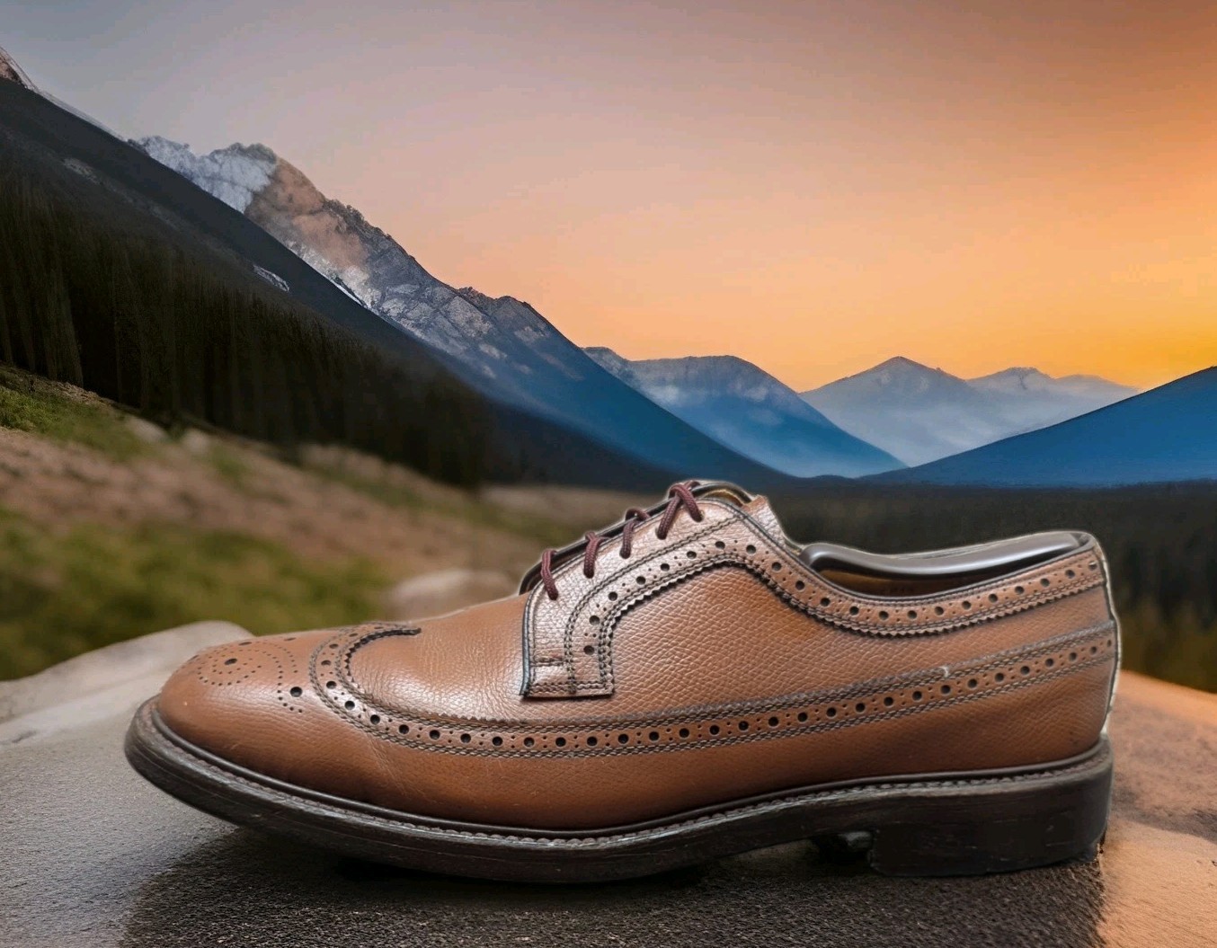 Vintage Bostonian Wingtip Oxford Shoes Sz 10 C/A USA Made Brown Leather 5736