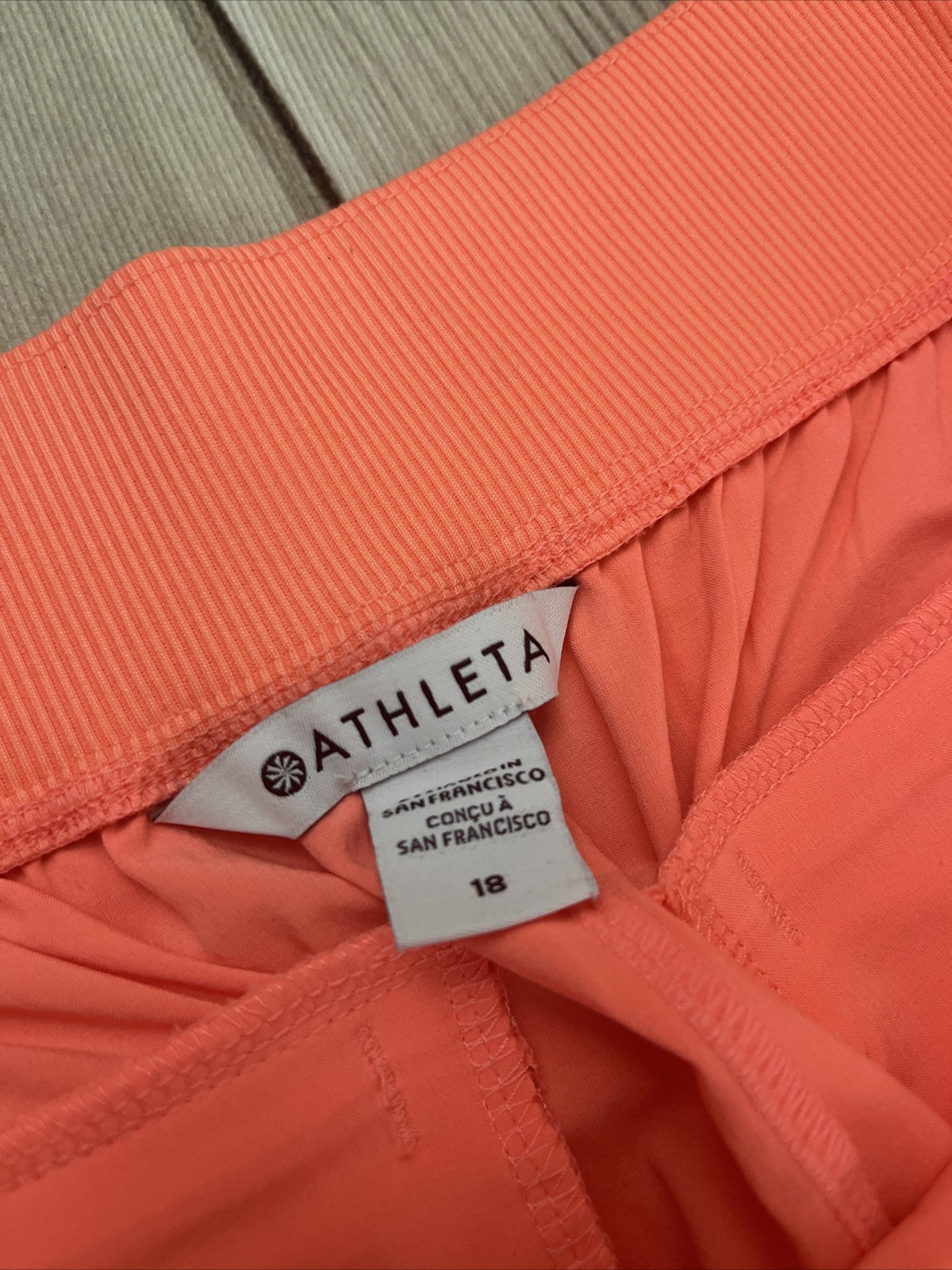 Athleta Brooklyn Ankle Pants Summer 2022 Coral Stretch Pull On Women’s Sz 18